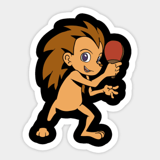 Cartoon hedgehog playing table tennis Sticker